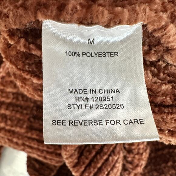 Pink Rose Sweater Womens M Rust Crushed Velvet Ribbed Knit Pullover Long Sleeves - Picture 6 of 7